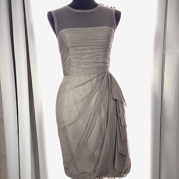 Vera Wang Dresses & Skirts - Vera Wang White Collection Gray Mesh Dress Size 4